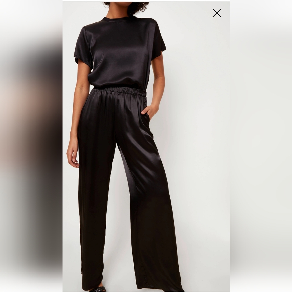 New Joie xl black silk wide legs pants